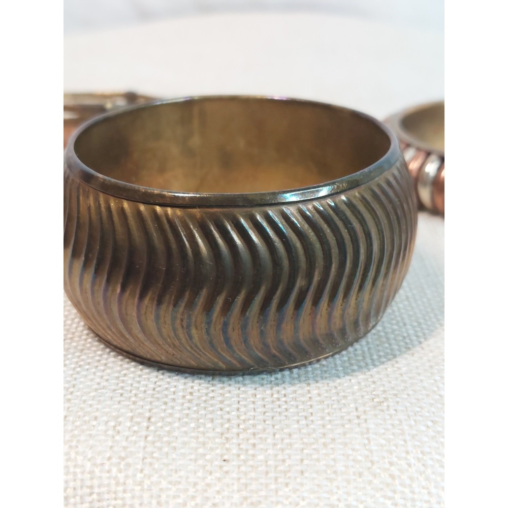 Vintage 1970s Bangle Bracelet Lot Stack Copper Brass Bohemian Coastal Cowgirl - Picture 9 of 16